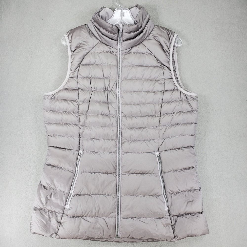 Lululemon Brave the Cold Vest Womens 12 Grey Puffer Quilted Full Zip NO HOOD